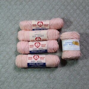 Vtg 5 Skeins Yarn 4 Chadwick's Red Heart Baby Wool & 1 Zephyr 100% Virgin Wool